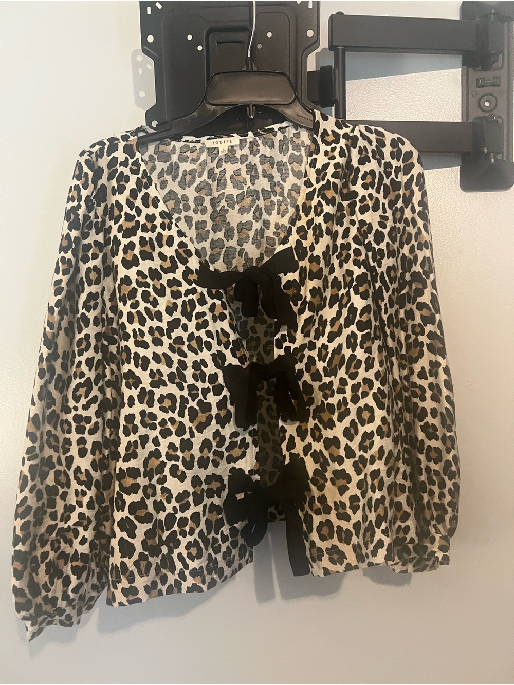 Leopard Print Bow-Front Women's Top
